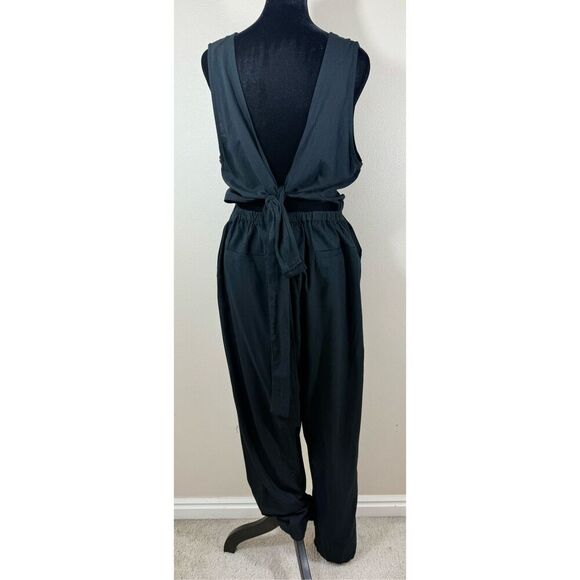 Marine Layer Black Eloise Belted Sleeveless Women’s Jumpsuit Romper Large - Picture 5 of 15